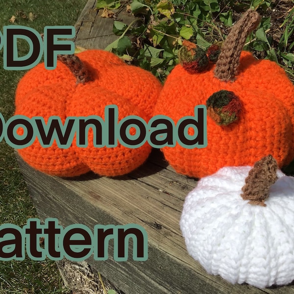 Crochet Pumpkin Set of 3 Amigurumi Stuffed Decorations PDF Pattern