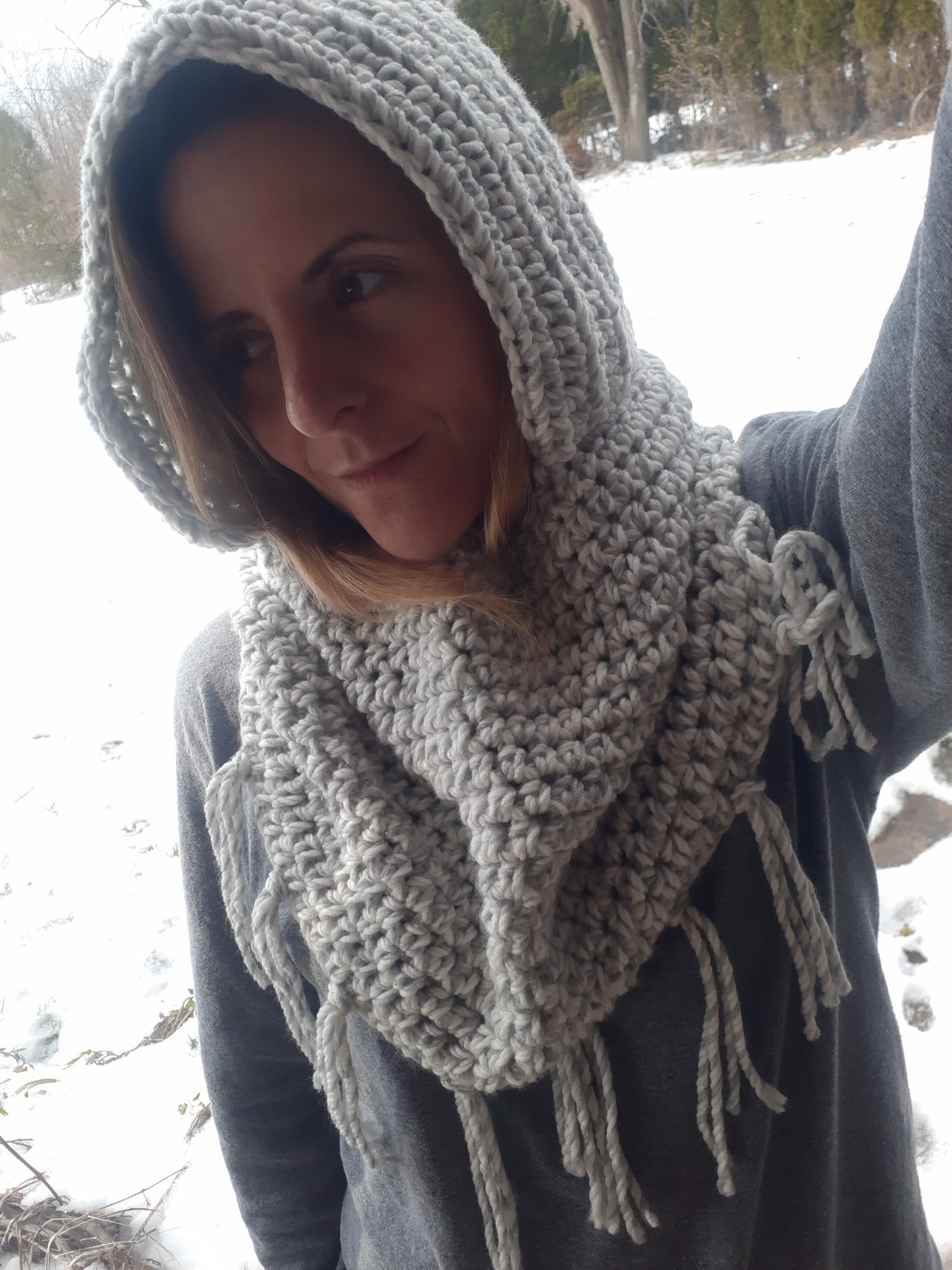 Hooded Cowl Fringe Scarf Crochet Pattern PDF - Etsy