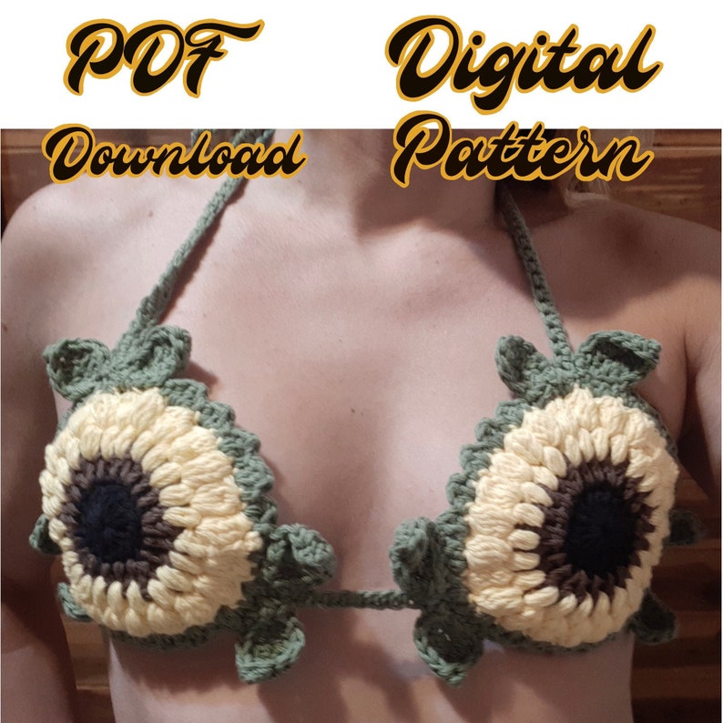 Sunflower Crochet bralette top Pattern PDF image 1