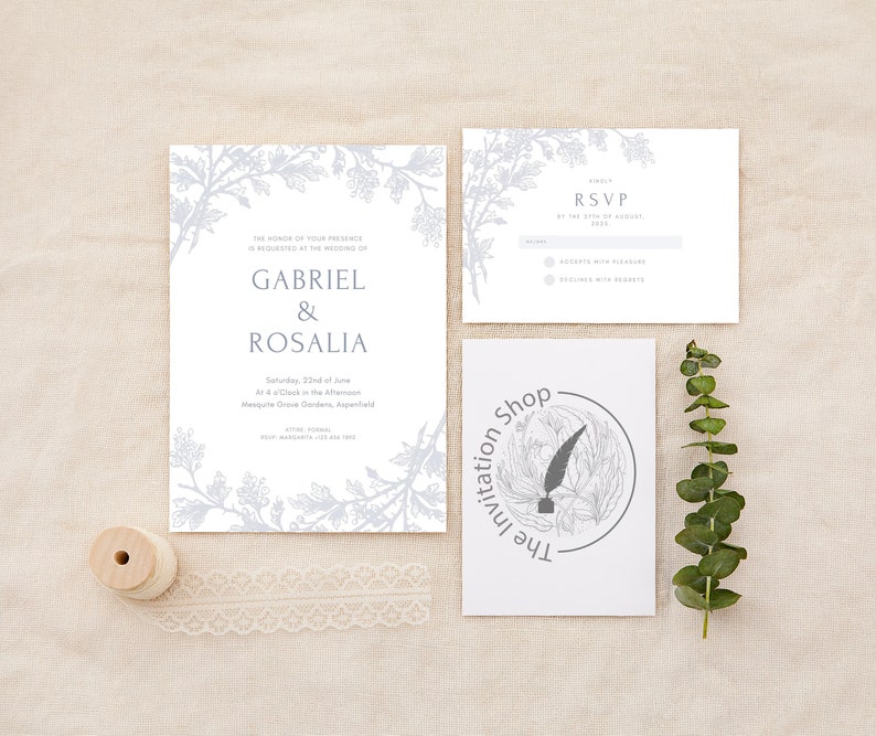 Printable Customizable Wedding Invitation suite digital download