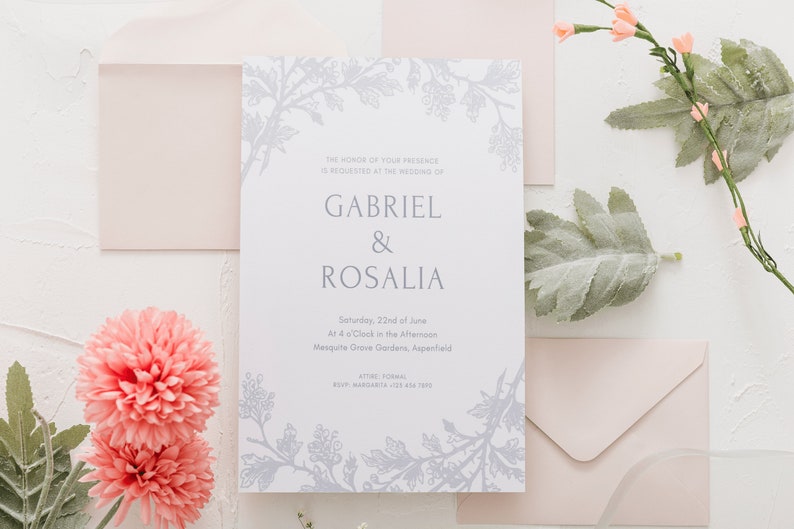 Printable Customizable Wedding Invitation suite digital download