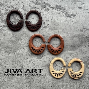 Wood stretched ears lobes Hoop earrings Teardrop ear gauges Wooden gauge earrings Hand carved price per pair 8g 6g 4g 2g 0g 00g more