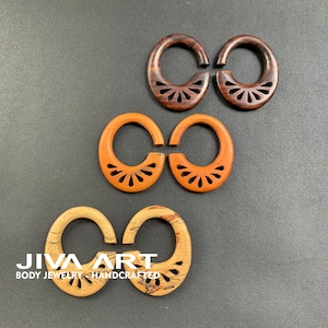 Wood stretched ears lobes Hoop earrings Teardrop ear gauges Wooden gauge earrings Hand carved price per pair 8g 6g 4g 2g 0g 00g more