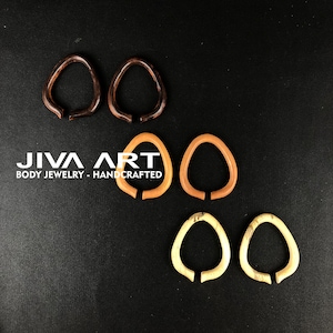 Wood stretched ears lobes hoop earrings Tribal ear gauges weights Wooden plugs earrings Hand carved price per pair 8g 6g 4g 2g 0g 00g more