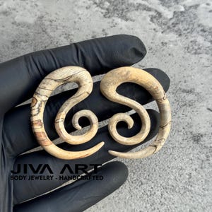 Wood stretched ears lobes hoop earrings Tribal ear gauges weights Wooden plugs earrings Hand carved sold as pair 8g 6g 4g 2g 0g 00g more
