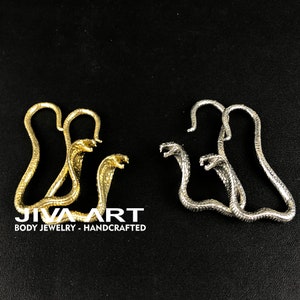 Cobra Snake Earrings, Cobra Snake Ear Weights, Cobra Snake Gauge Earrings, Snake Hoop Earrings, Brass Ear Weights, White Brass Ear Weights image 7