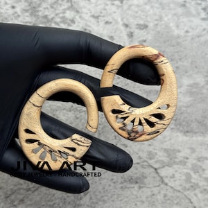 Wood stretched ears lobes Hoop earrings Teardrop ear gauges Wooden gauge earrings Hand carved price per pair 8g 6g 4g 2g 0g 00g more