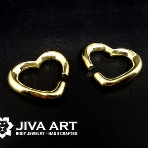 Ear Weights Brass Heart Broken, Ear Weights Hangers, Brass Ear Weights Gauges, Simple Brass Hoop Earrings, Ear Spreader Stretcher Earrings