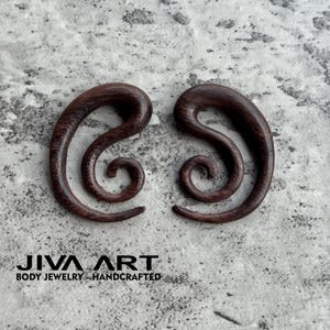 Wood stretched ears lobes hoop earrings Tribal ear gauges weights Wooden plugs earrings Hand carved sold as pair 8g 6g 4g 2g 0g 00g more