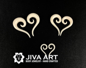 White bone stretched ears lobes Hoop earrings Spiral ear gauges weights Bone plugs earrings Hand made price per pair 12g 10g 8g 6g 4g 2g 0g