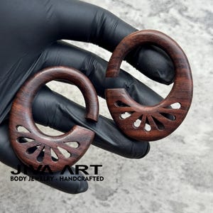 Wood stretched ears lobes Hoop earrings Teardrop ear gauges Wooden gauge earrings Hand carved price per pair 8g 6g 4g 2g 0g 00g more