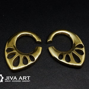 Ear Weights Brass Simple, Ear Weights Hangers, Brass Ear Weights Gauges, Simple Brass Hoop Earrings, Stretch Earrings, Brass Ear Spreader