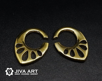 Ear Weights Brass Simple, Ear Weights Hangers, Brass Ear Weights Gauges, Simple Brass Hoop Earrings, Stretch Earrings, Brass Ear Spreader