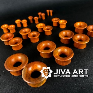 Saba rot Holztunnel Ohrplugs Flesh Tunnel gedehnt Manufaktur Plugs aus Holz Ösenplugs geschnitzt Preis pro Paar 3mm- 50mm mehr