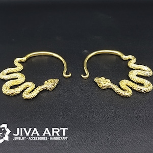 Serpent Earrings, Snake Ear Weights, Snake Gauge Earrings, Serpent Brass Hoop Earrings, Serpent Brass Ear Weights, Snake Brass Ear Weights