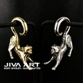 Cute Lazy Cat Brass Earrings, Lazy Cat Brass Ear Weights, Lazy Cat Gauge Earrings, Lazy Cat Hoop Earrings, Lazy Cat Yellow Brass Ear Weights