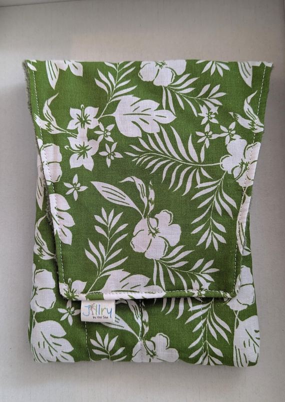 Fabric 8 Pen Pouch "Gatemouth" Green Hibiscus