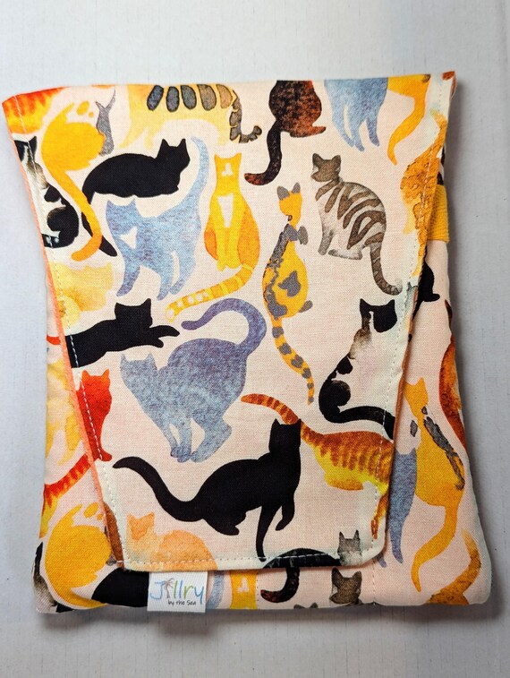 Fabric 8 Pen Pouch "Gatemouth"  Orange Multi-Cat