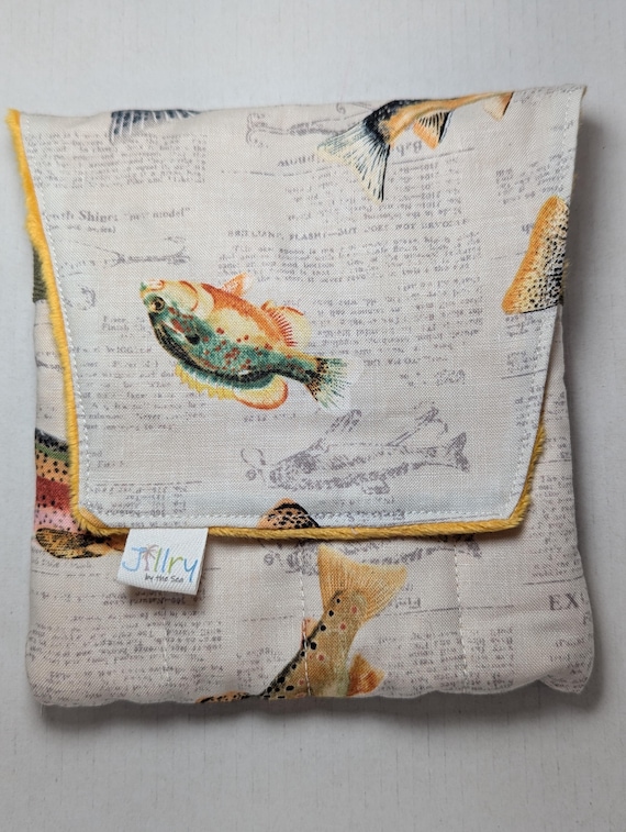 Fabric 8 Mini Pen Pouch "Gatemouth" Fish Yellow interior