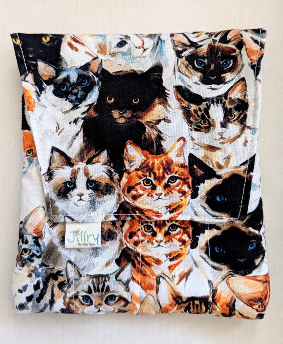 Fabric 8 Mini Pen Pouch "Gatemouth" Cat Faces