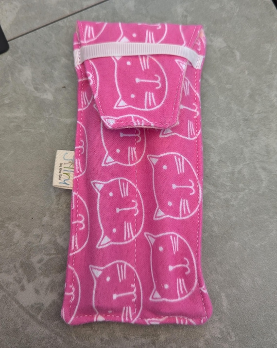 Fabric 2 Pen Pouch "Penjama" Pink Cat Faces