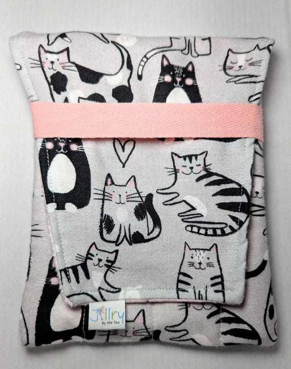 Fabric 8 Pen Pouch "Gatemouth" Sweet Cats (white Interior)