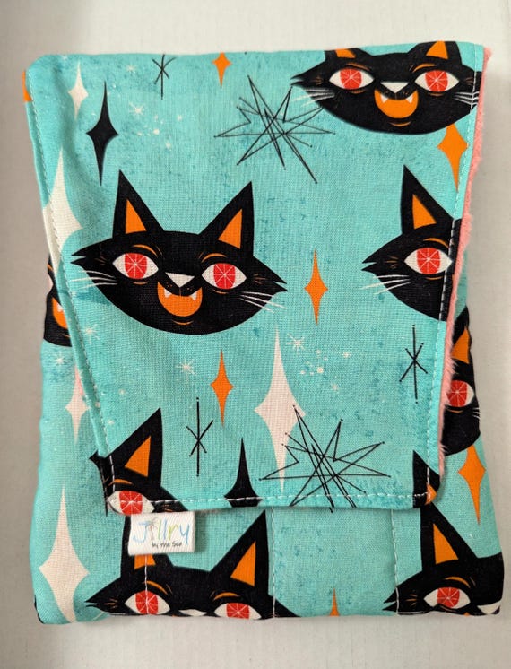Fabric 8 Pen Case "G8mouth"  Black Retro Mod Cats
