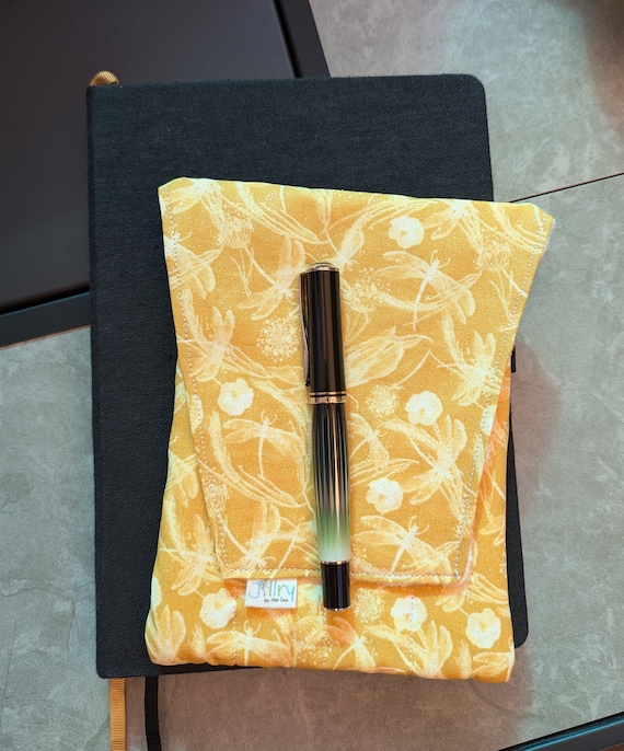 Fabric 8 Pen Pouch "Gatemouth" Golden Yellow Dragonfly