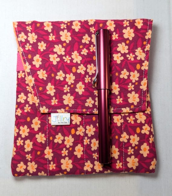 Fabric 8 Mini Pen Pouch "G8mouth" Pink with Orange Flowers