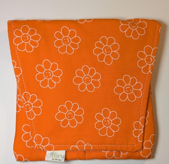 Fabric 8 Mini Pen Pouch "Gatemouth" Orange Smiley Daisy