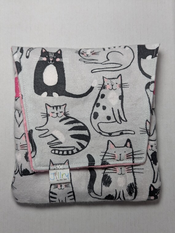 Fabric 8 Mini Pen Pouch "Gatemouth" Cute Cats on Gray