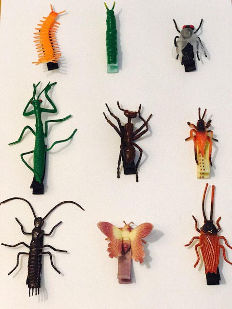 SET of 3 bug hair clips Boy Hair Clips Girl Bug Hair Clips Toddler Hair Clips Creepy Crawl Barrettes Halloween