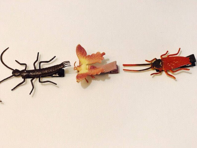 SET of 3 bug hair clips Boy Hair Clips Girl Bug Hair Clips Toddler Hair Clips Creepy Crawl Barrettes Halloween
