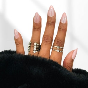 Chrome Light Pink Short Almond Press On Nails