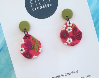 Bright Blooms- Geometric dangle with green top