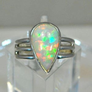 Sterling silver ring with Ethiopian opal image 1