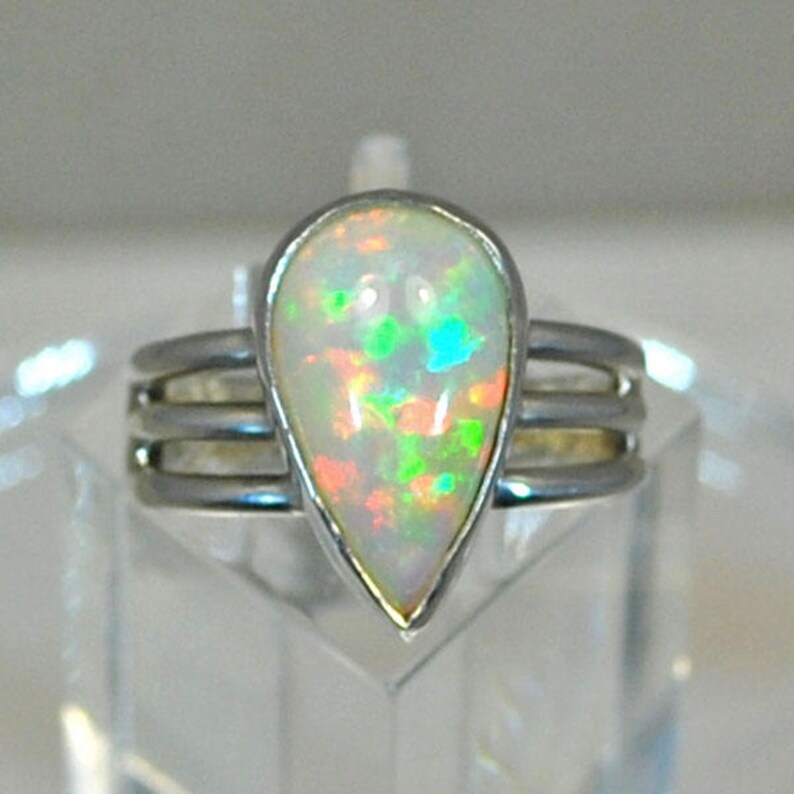 Sterling silver ring with Ethiopian opal image 1