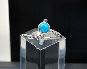 Adjustable sterling silver ring turquoise