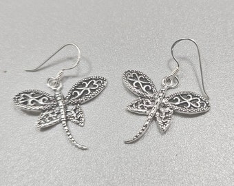 Silver dragonfly earrings