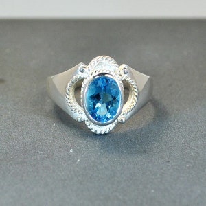 Promotion sterling silver ring blue topaz