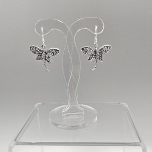 Silver dragonfly earrings image 2
