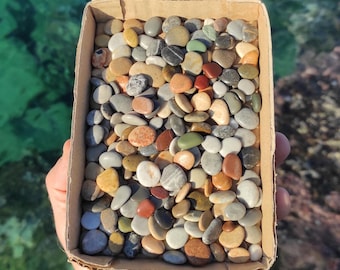 200 Oval and round, natural,tiny,colorfull,beach pebbles.Smooth,and flat,miniature beach stones.Stones crafts 0.8-1.8cm (0.3&quot;-0.7&quot;)