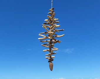Natural,chunky driftwood mobile for indoor or outdoor decoration. Vacation home decor.Valhala ladder.Beach living