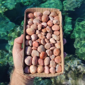 60 pink chunky natural,beach pebbles.Mosaic pebbles.Fairy garden stones.Soil topper.Vase filler.Bonsai decor.