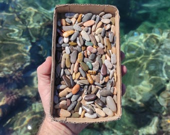 200 elongated,colorful,smooth,tiny beach pebbles.Genuine,ob longed volcanic beach stones.Finger stones.Pebble art 1.2-2.5cm (0.5&quot;-1&quot;)