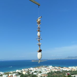 Chunky driftwood and pumice stones mobile.Natural beach garland.Outdoor chic.