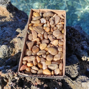 150 chunky,sesami color, beach pebbles.Mosaic pebbles.Fairy garden stones.Soil topper.Vase filler.Aquarium decor 0.8 - 3cm (0.3&quot;-1.2&quot;)