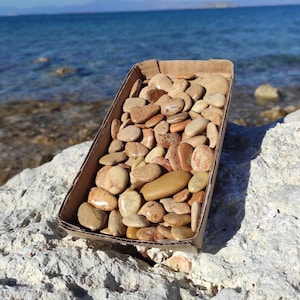 100 natural,smooth,chunky,beige,beach pebbles.Pebbles for crafts.Bonsai decor.Beach house decor. 1-4cm (0.4&quot;-1.6&quot;)