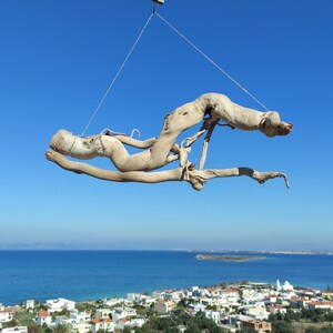Forma única, muy rara, rama de raíz de madera flotante. Escultura de madera natural. Madera chost