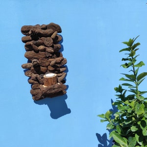 Driftwood wall mounted candle holder.Beach vibes decor.